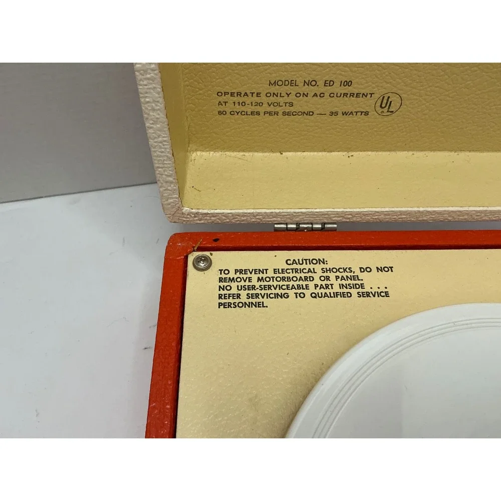 Vintage Imperial 45 RPM Record Case Orange‎ Cream Hardshell Carrying Box Retro